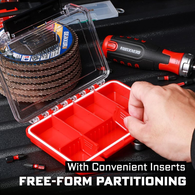 GEINXURN IPX4 Waterproof Small Storage Parts Organizer, Small Parts Case with Removable Dividers, Screwdriver Bit Set Box(2 Boxes) - Image 5